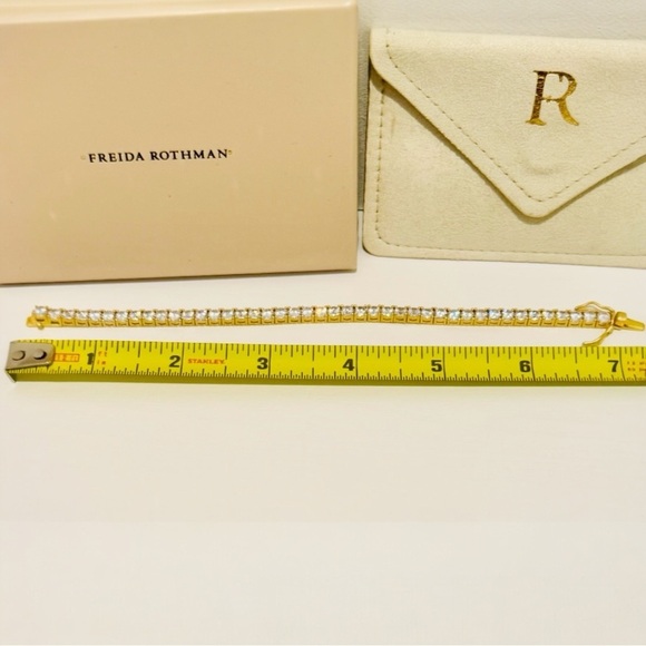 Freida Rothman Midnight Tri-Tone 14K Gold Tennis Bracelet White Zirconia NEW - Picture 11 of 12